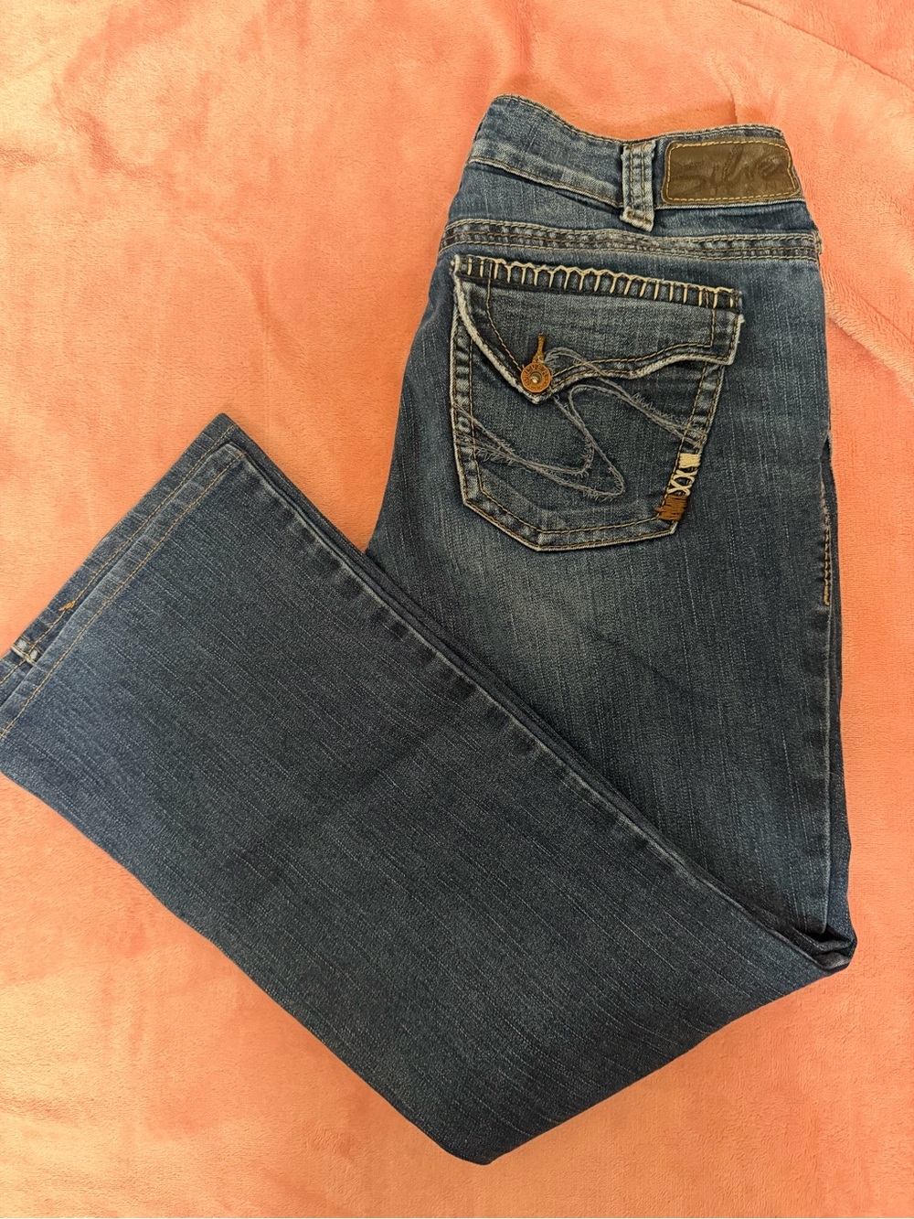 Silver Jeans Dark Blue Denim Bootcut with Embroidered Pocket